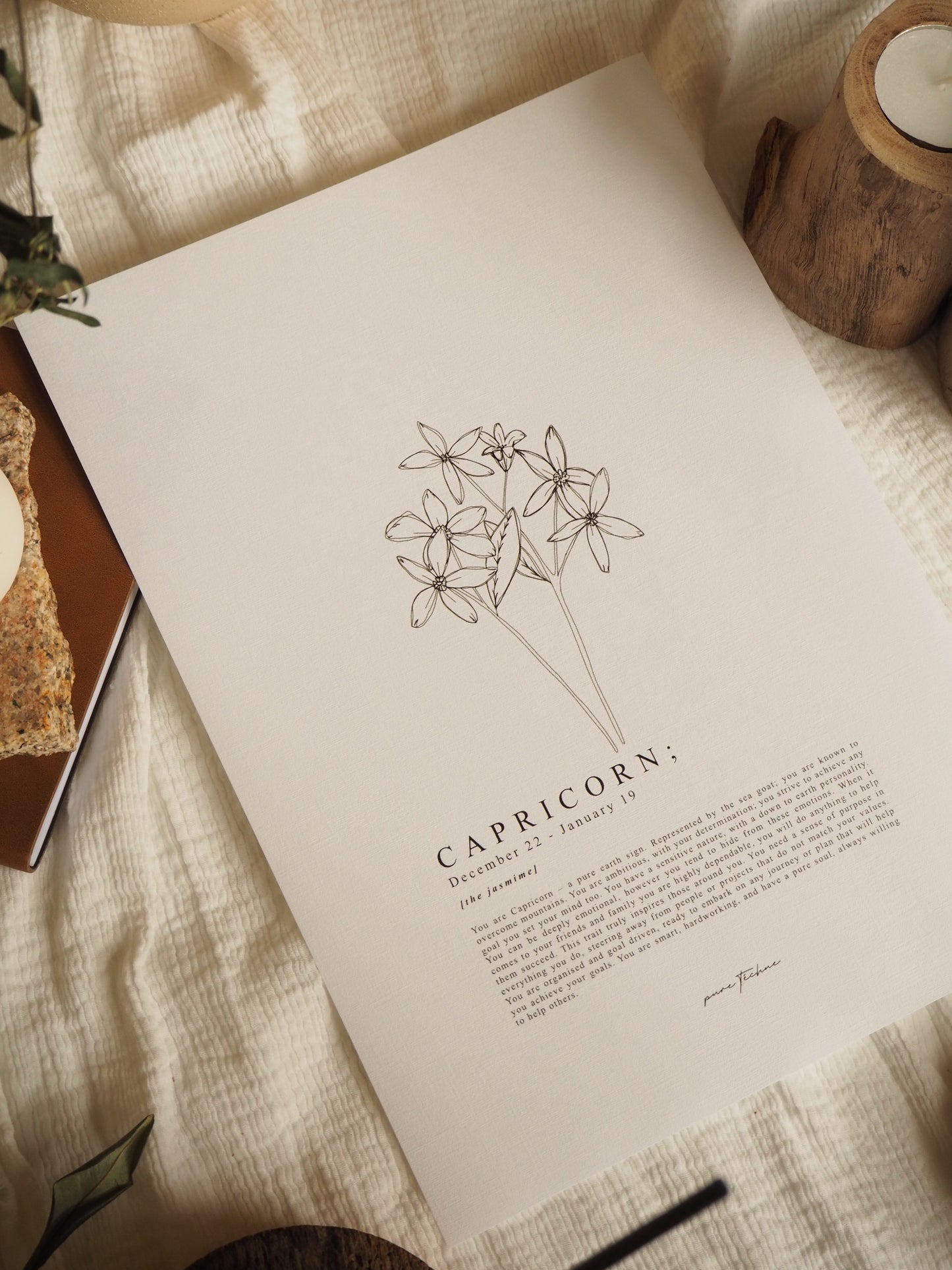 Capricorn - 'Blooms' Zodiac Print