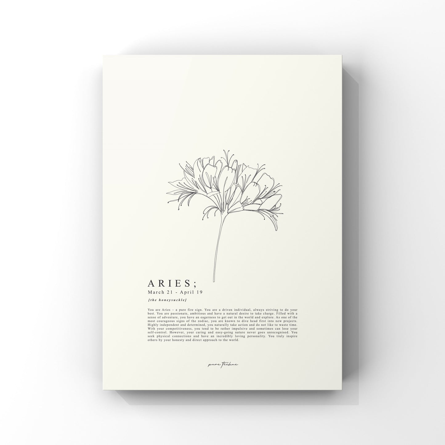 aries zodiac print with zodiac flower