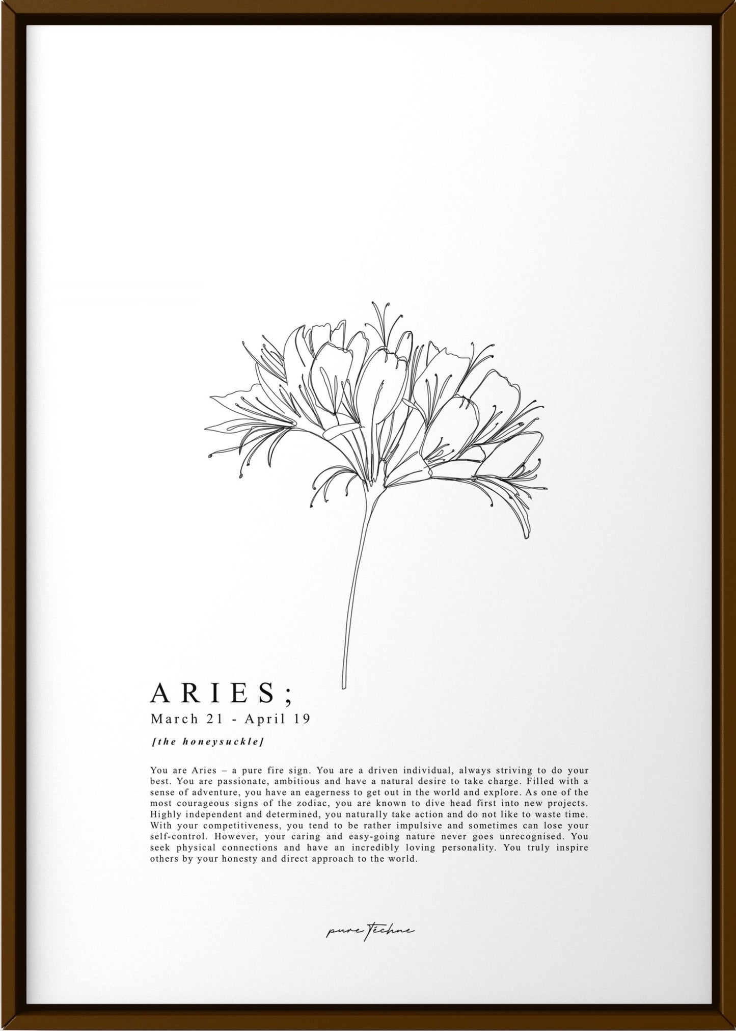 aries zodiac print with zodiac flower