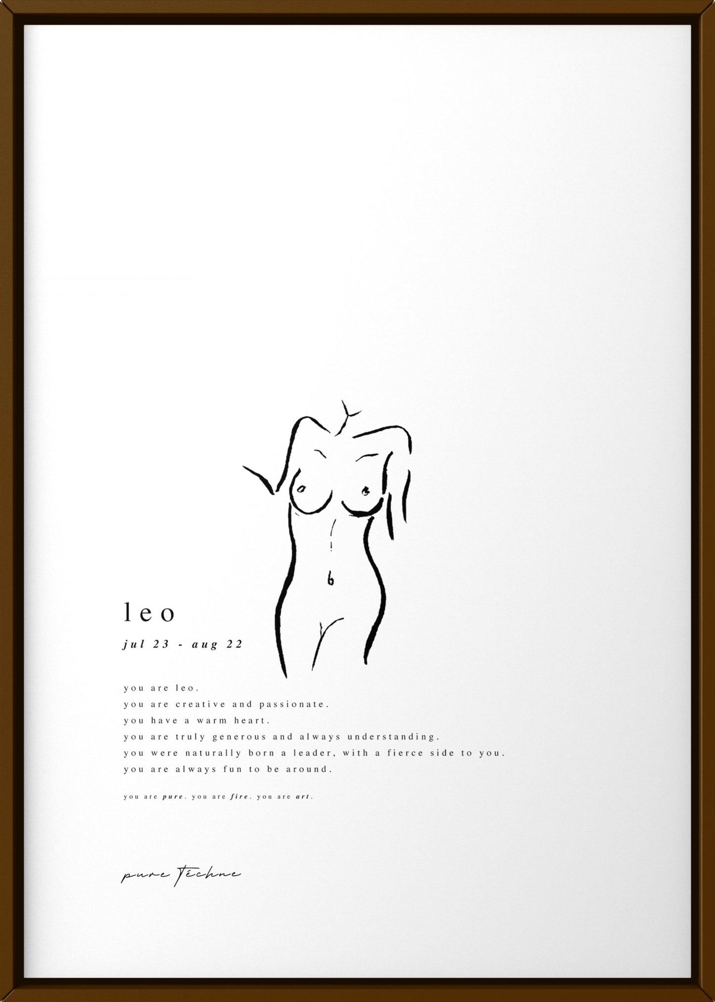Leo - 'Naked' Zodiac Print