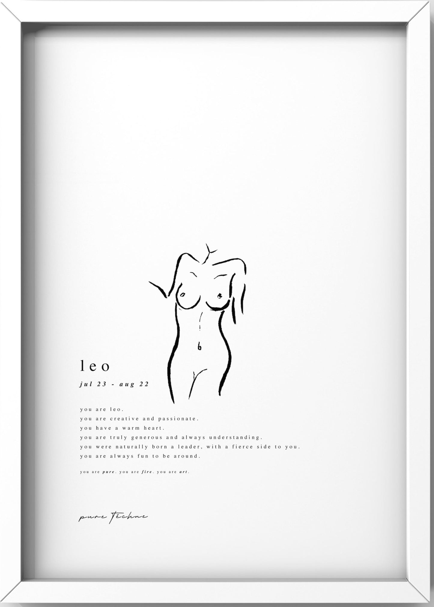 Leo - 'Naked' Zodiac Print