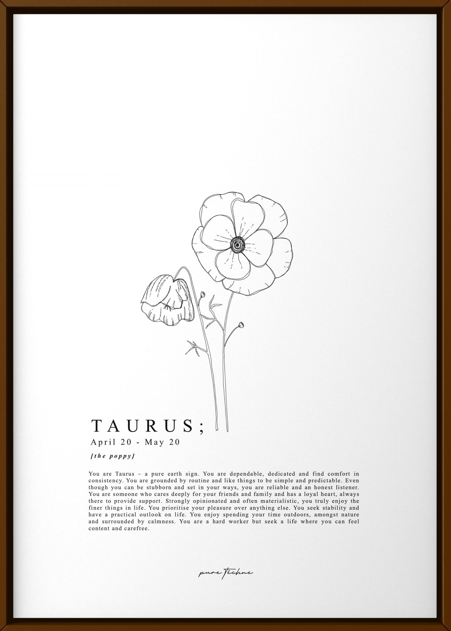 Taurus - 'Blooms' Zodiac Print