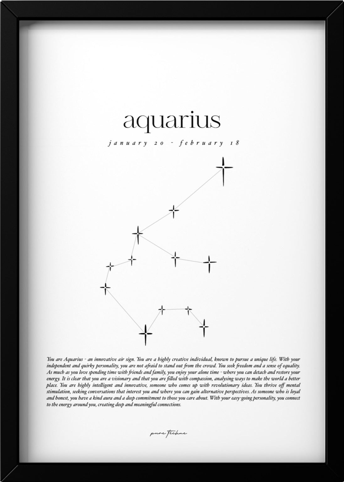 aquarius zodiac print with star constellation
