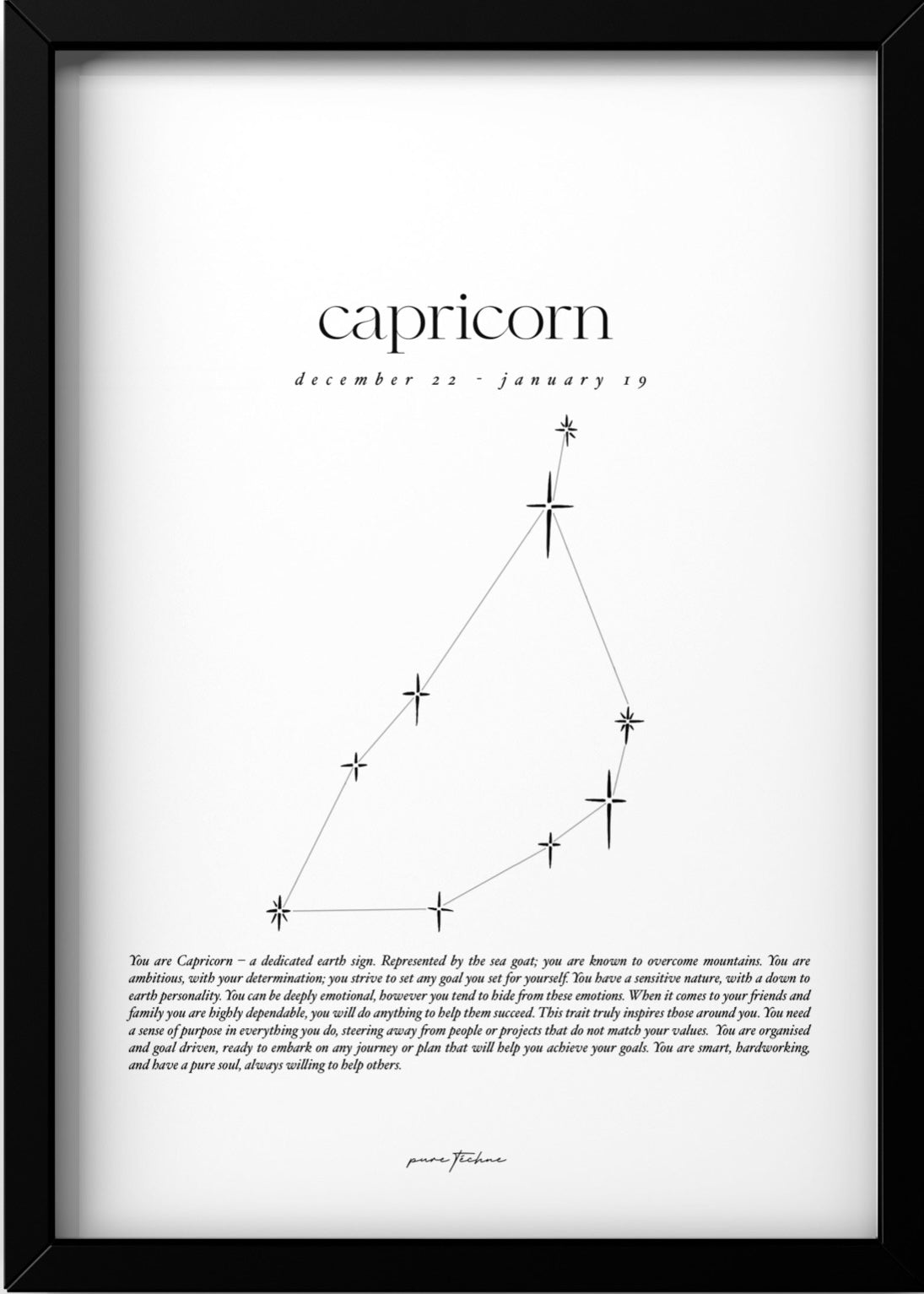 capricorn zodiac print with star constellation