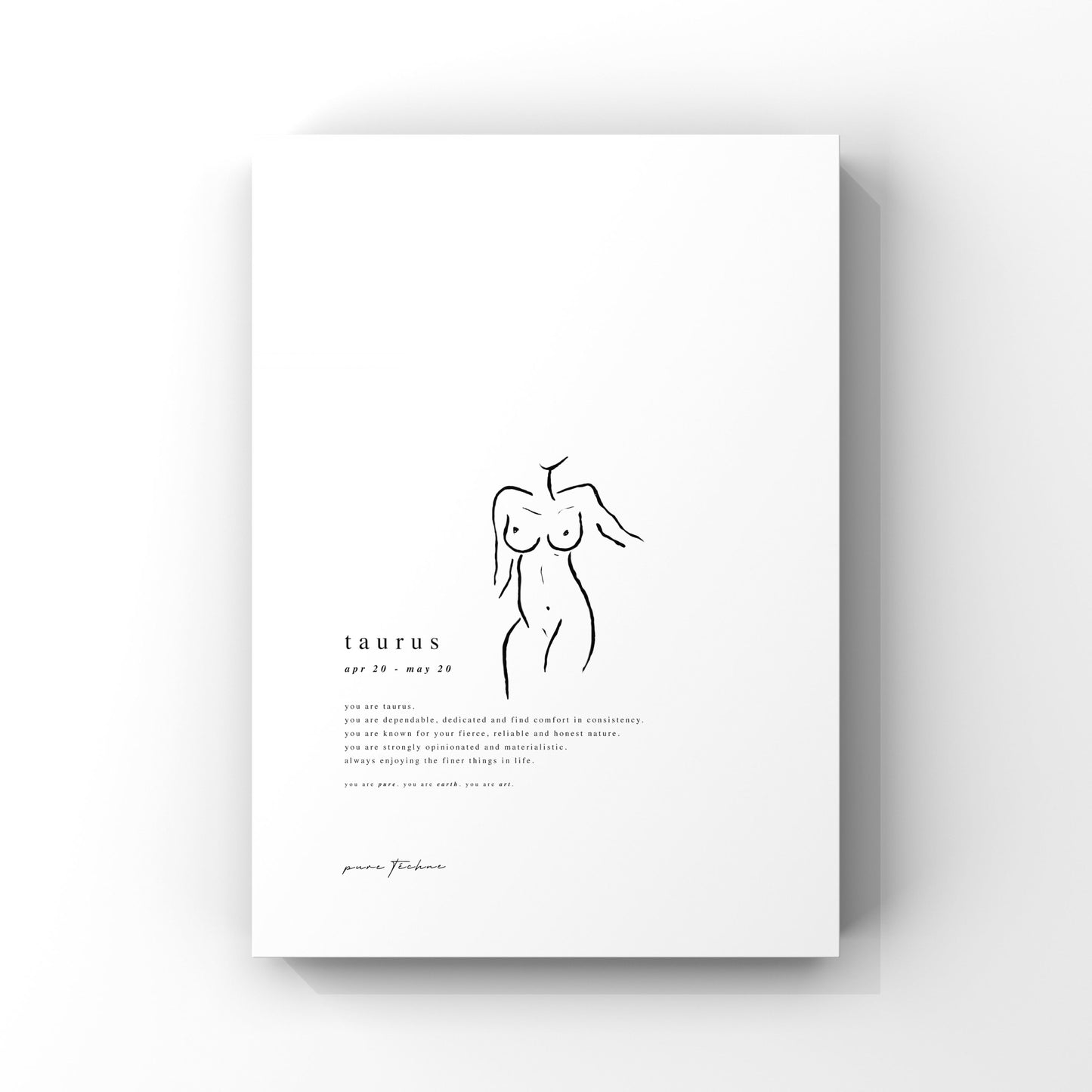 Taurus - 'Naked' Zodiac Print