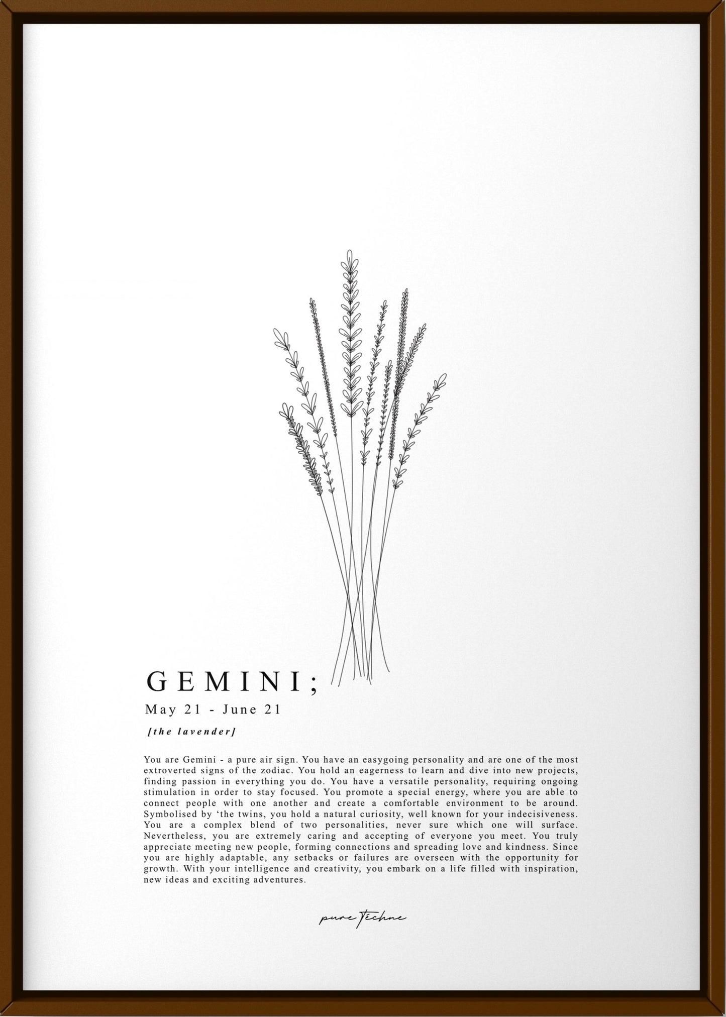 gemini zodiac print with zodiac flower