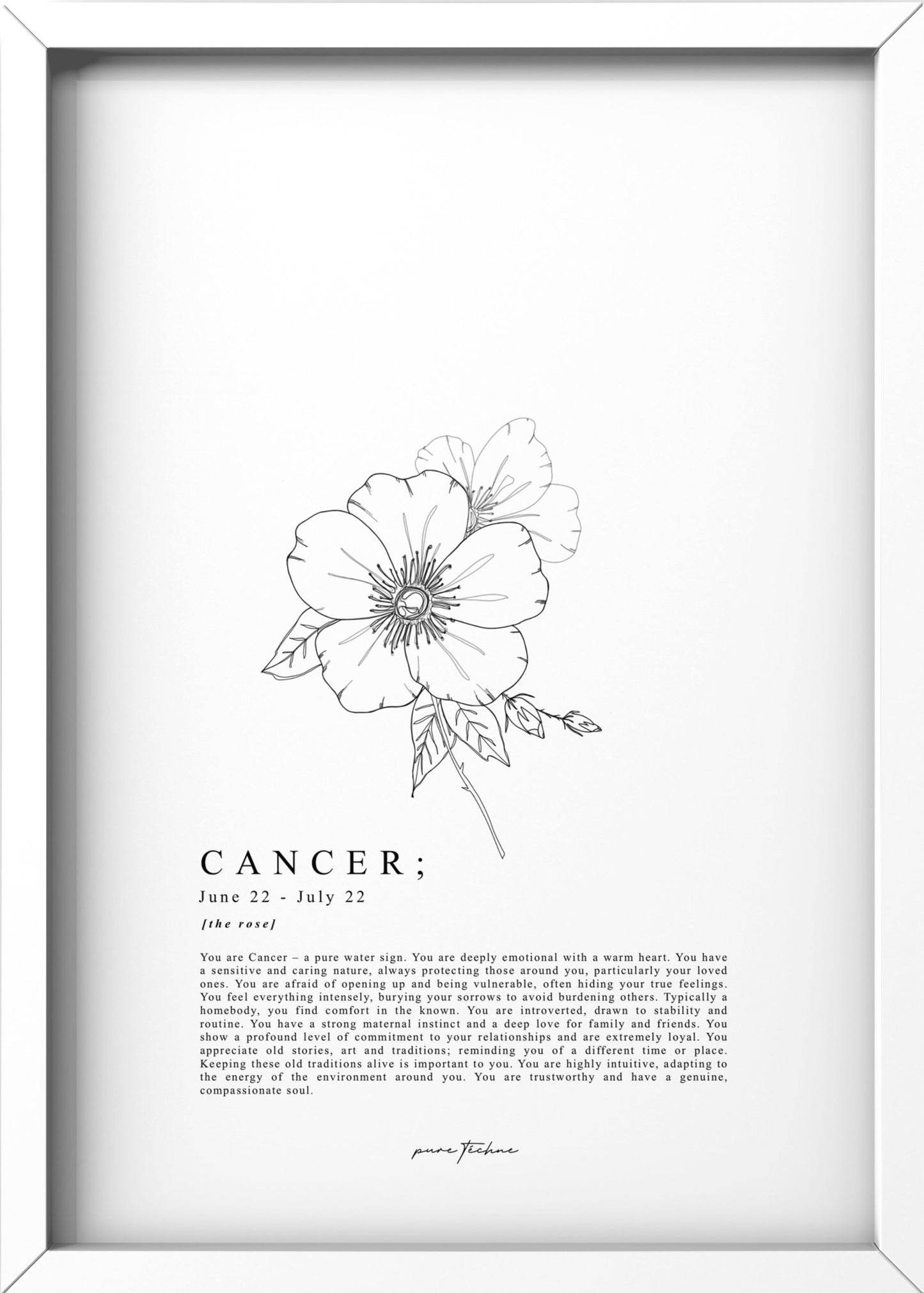 cancer zodiac print with zodiac flower