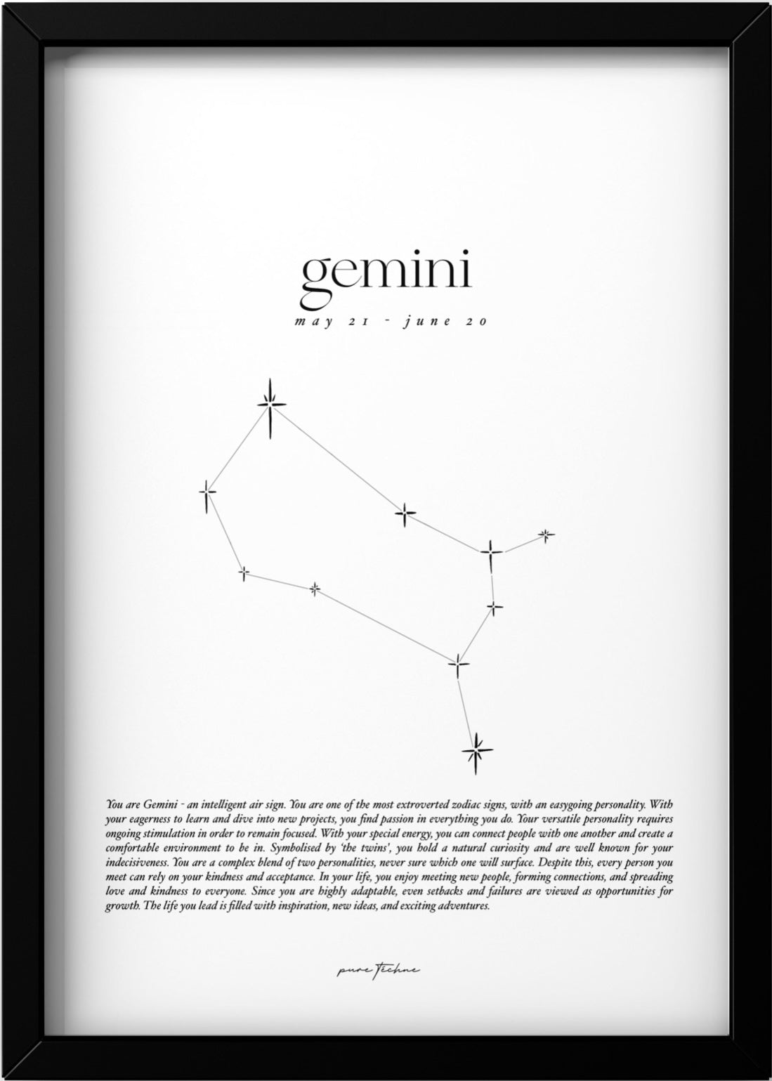 gemini zodiac print with star constellation
