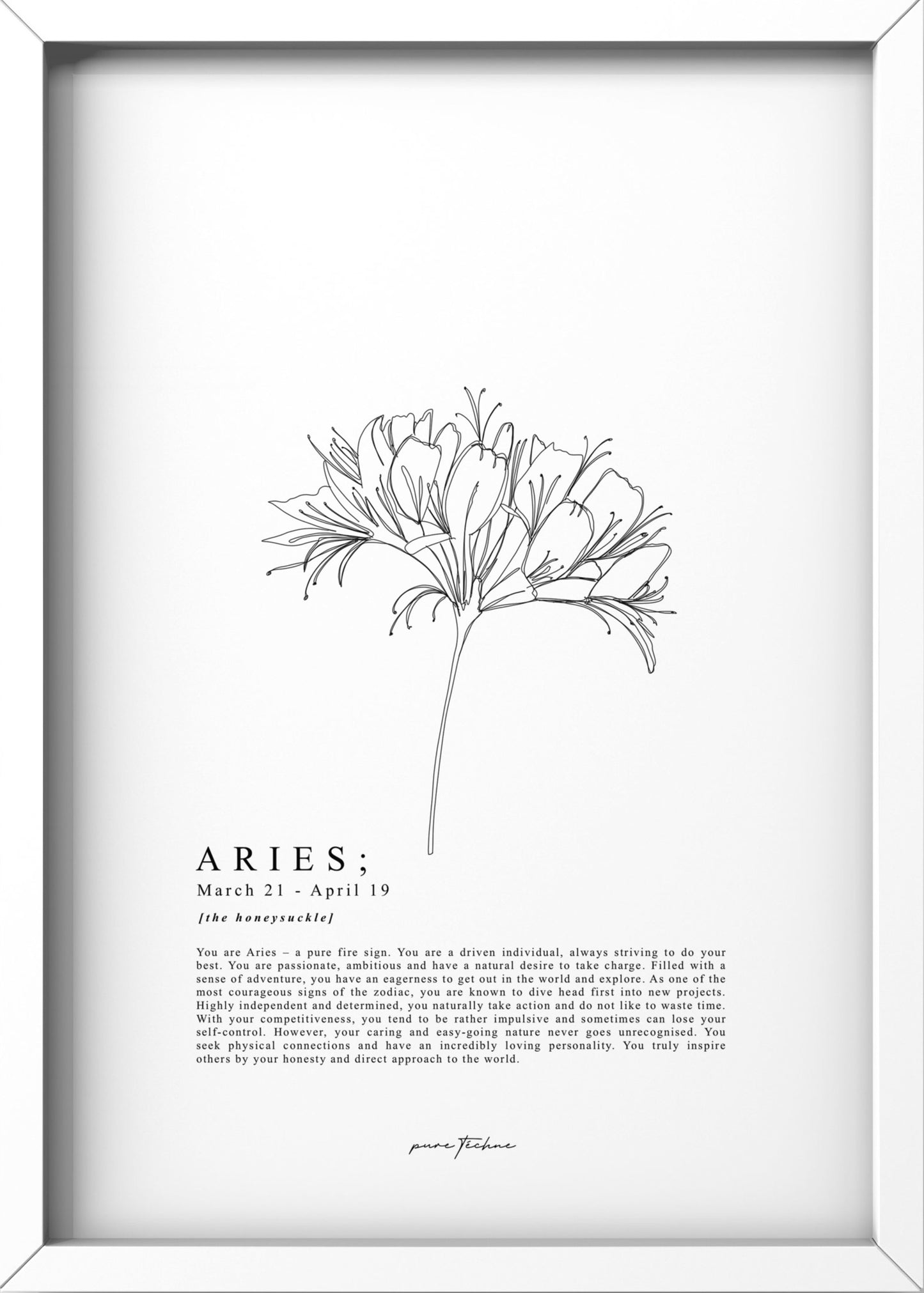 aries zodiac print with zodiac blooms