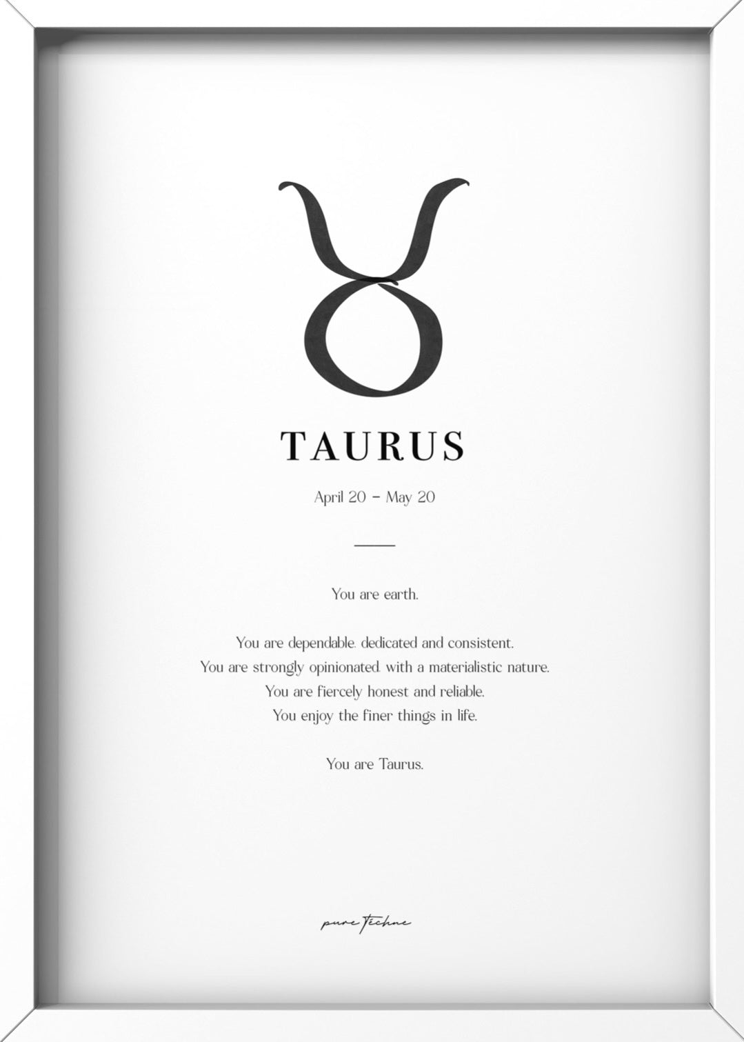 Taurus - 'Symbol' Zodiac Print