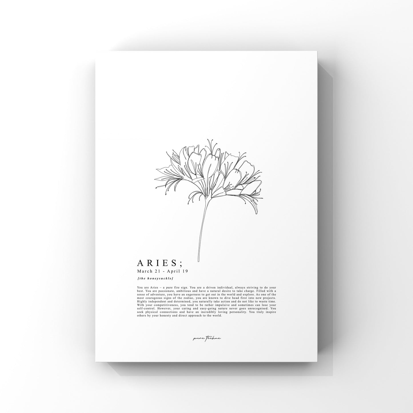 aries zodiac print with zodiac flower