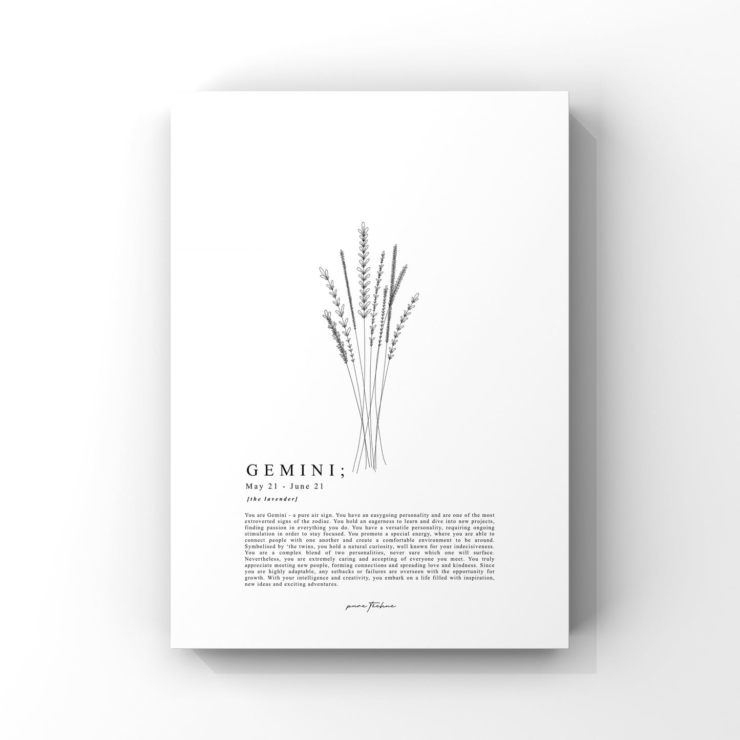 gemini zodiac print with zodiac flower