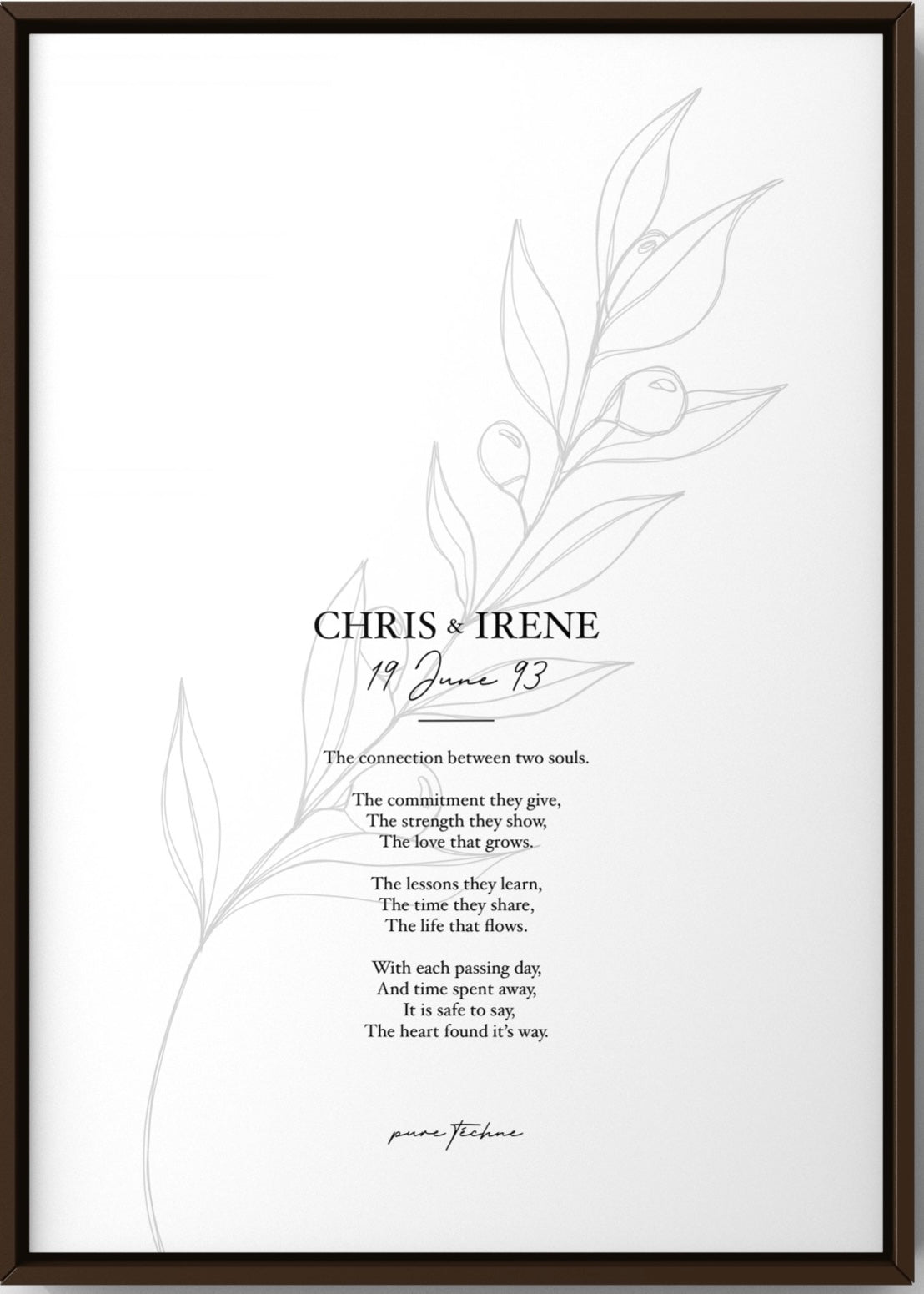personalised print, custom name and custom date. exclusive designs and poem about love and connection