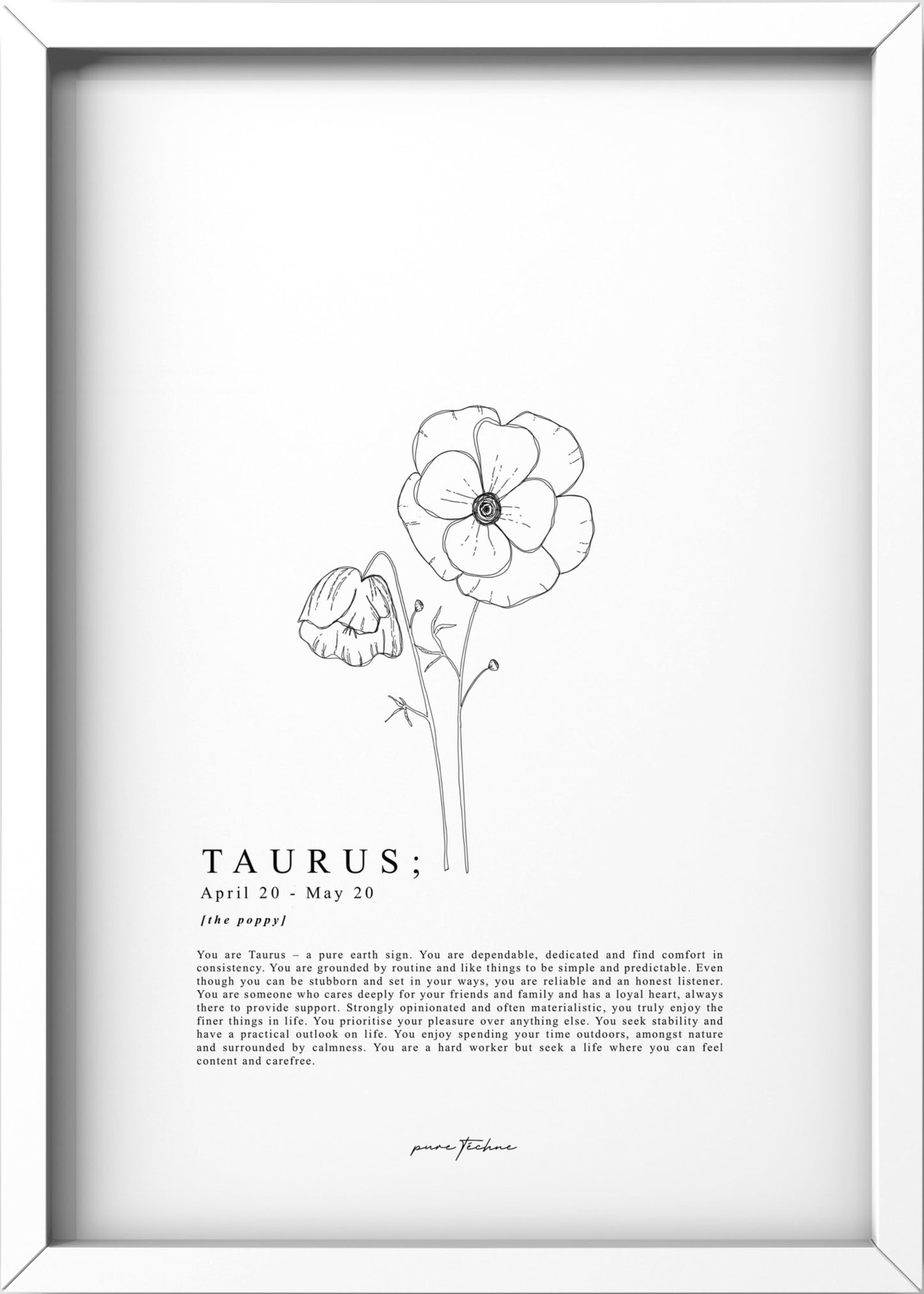 Taurus - 'Blooms' Zodiac Print