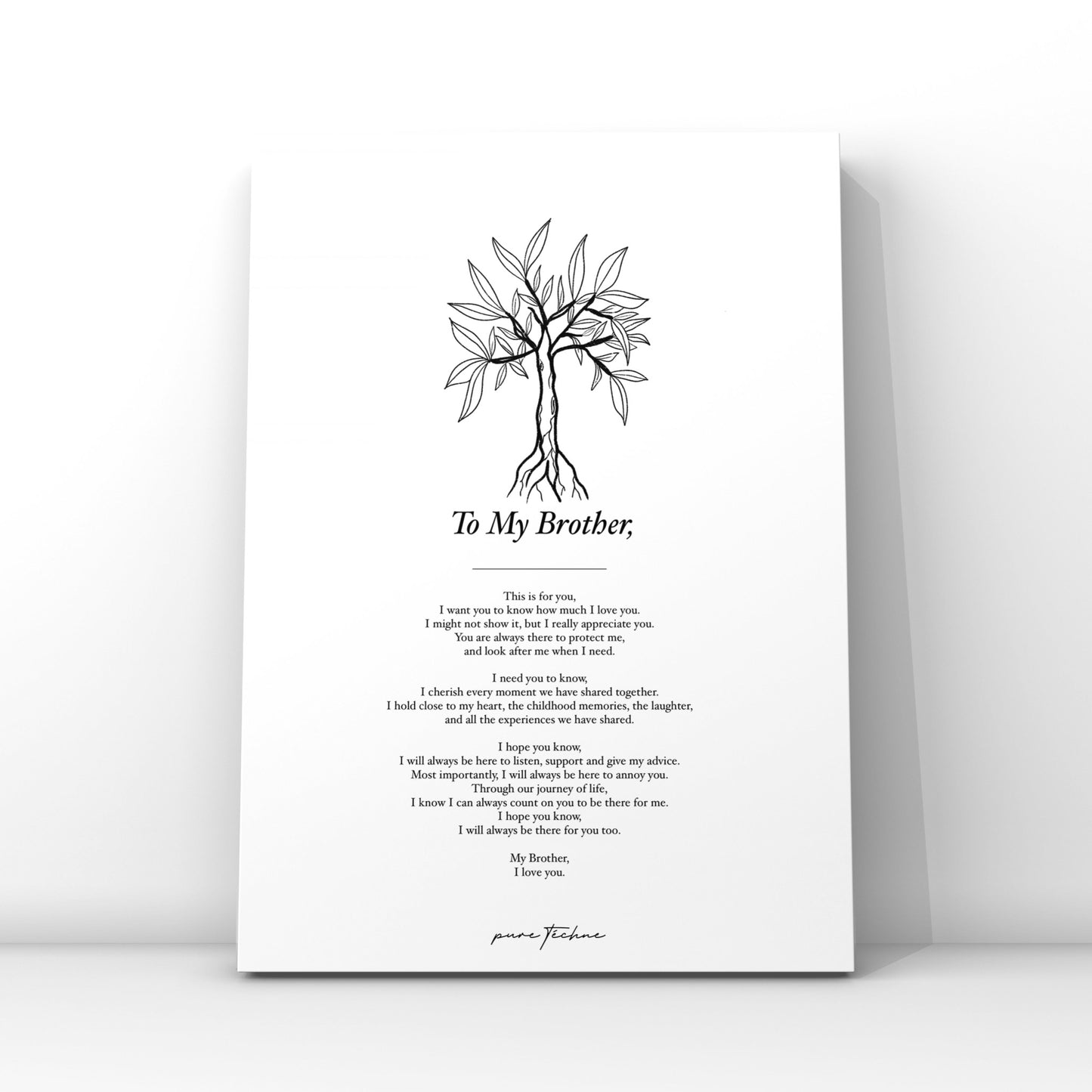 personalised artwork for brother, meaningful words