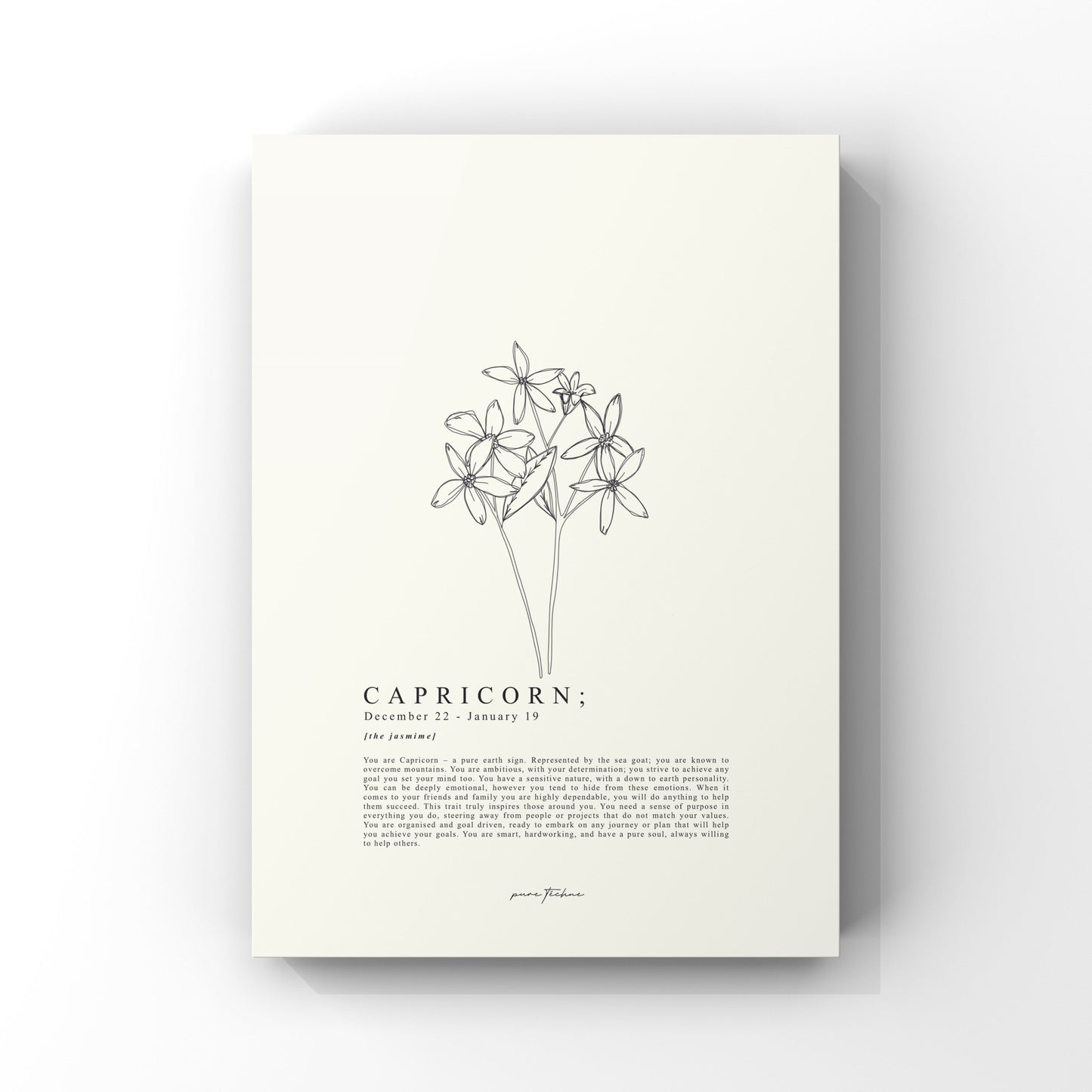 capricorn zodiac print with zodiac flower