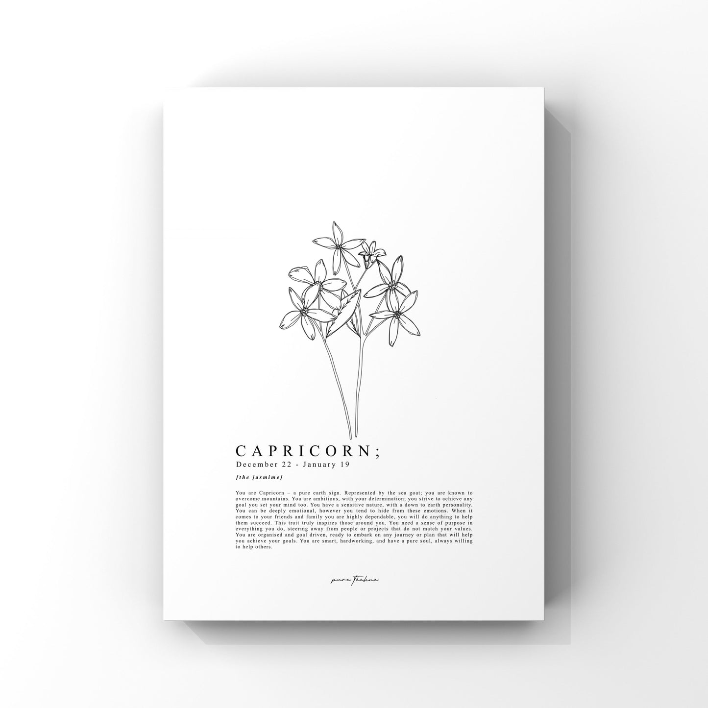 capricorn zodiac print with zodiac flower