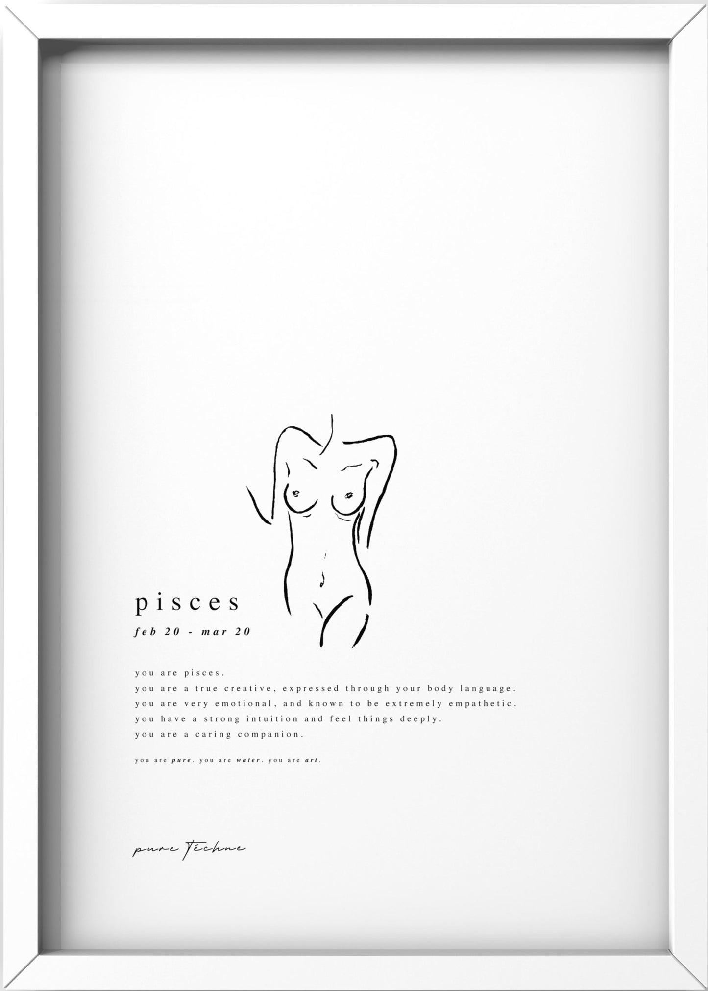 Pisces - 'Naked' Zodiac Print
