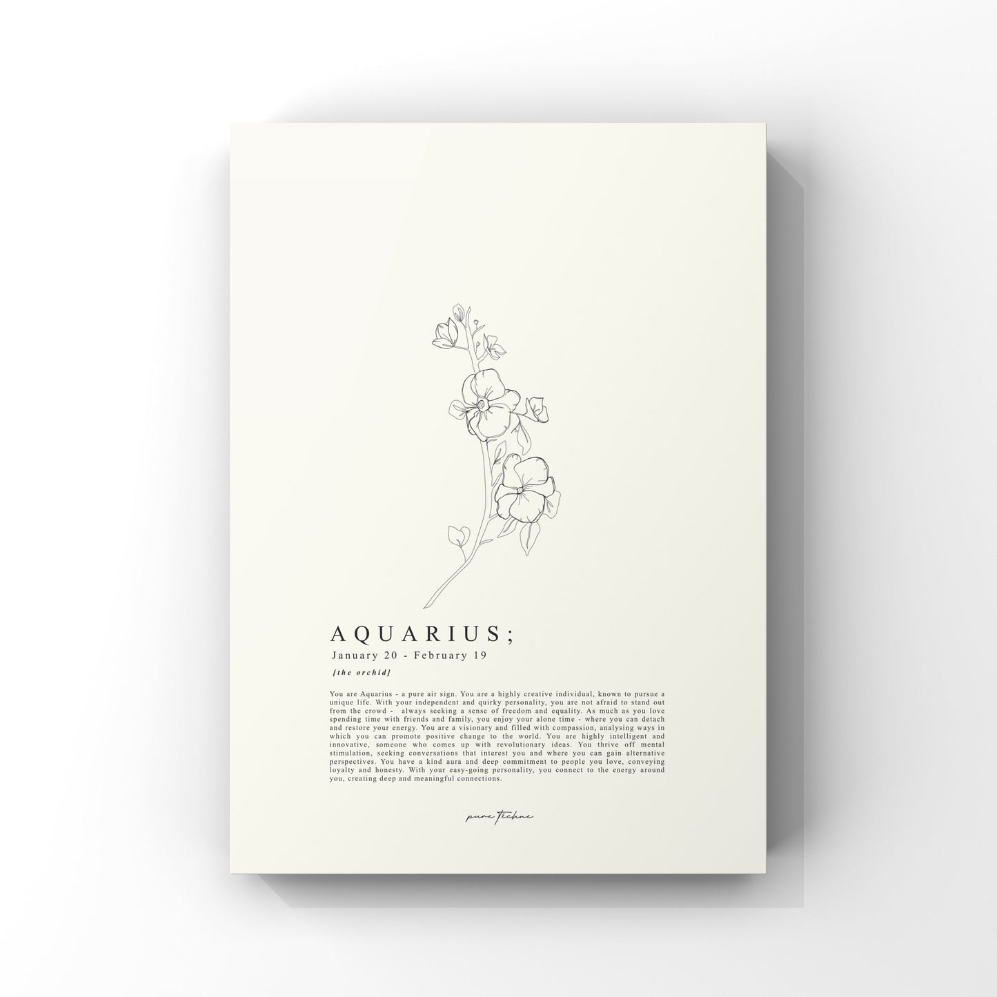 aquarius zodiac print with zodiac flower