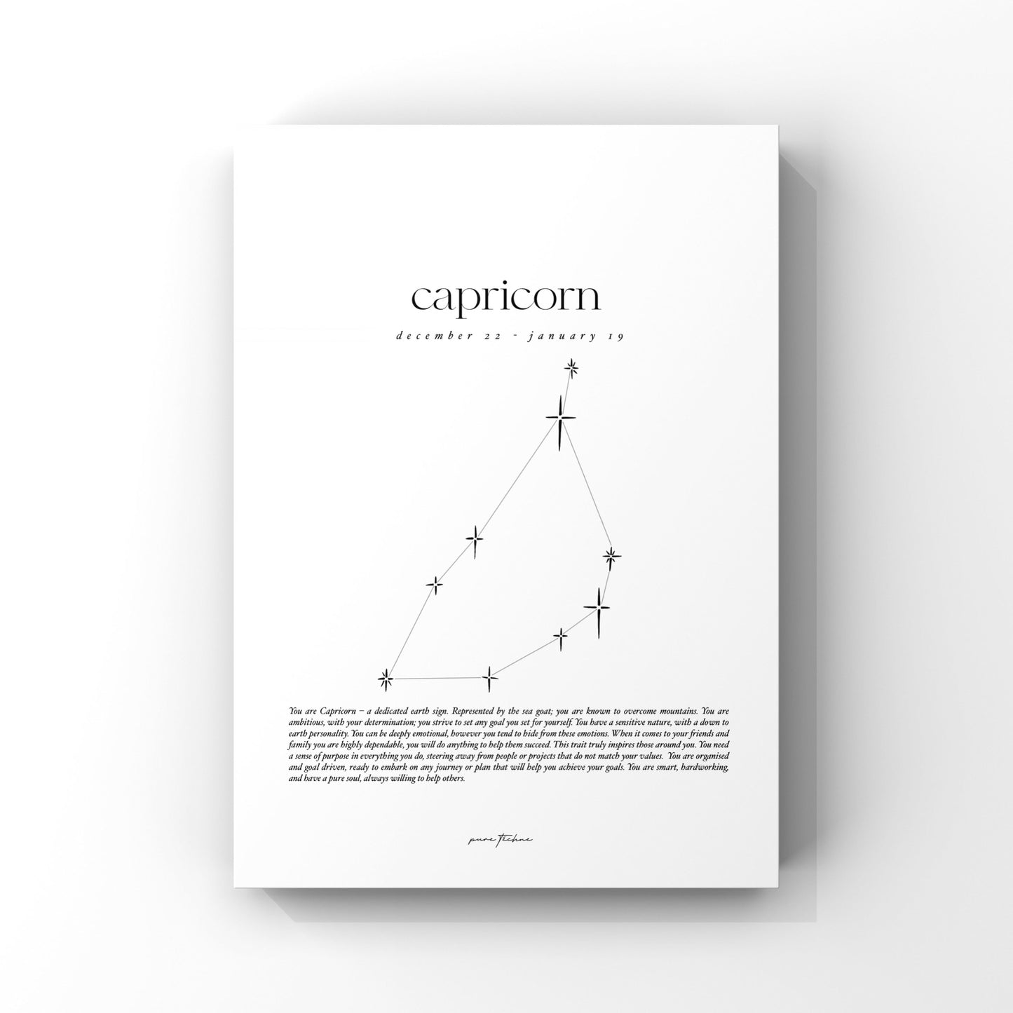 capricorn zodiac print with star constellation