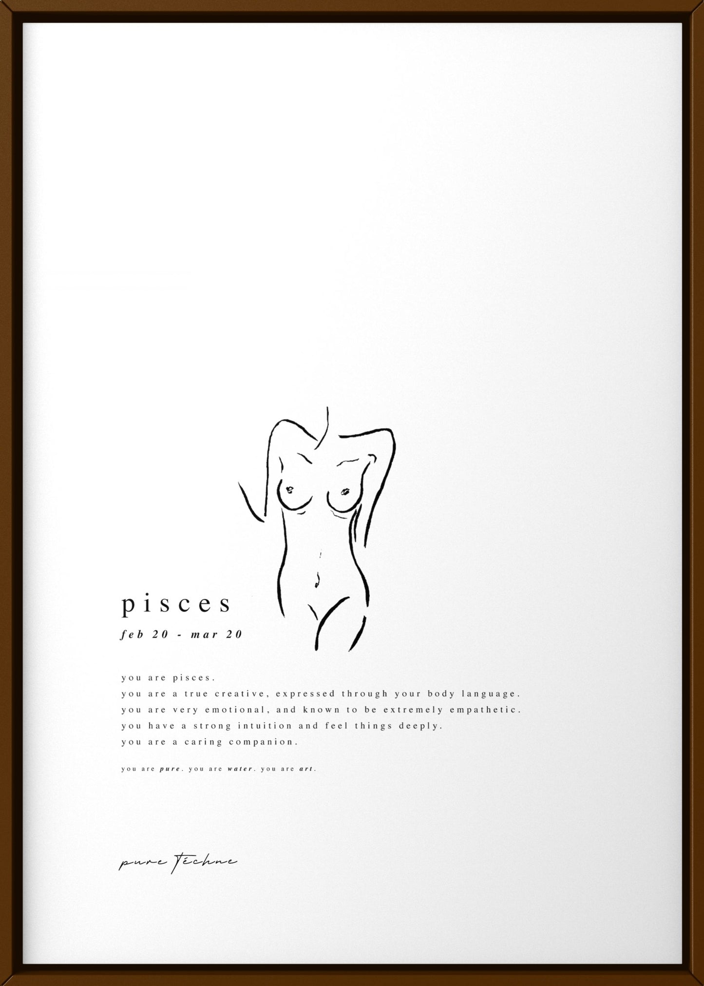 Pisces - 'Naked' Zodiac Print