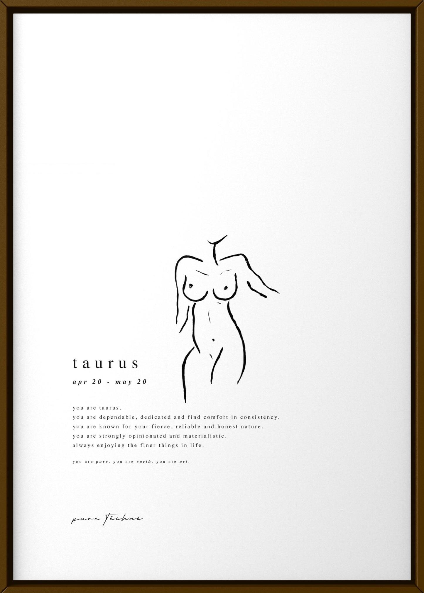 Taurus - 'Naked' Zodiac Print