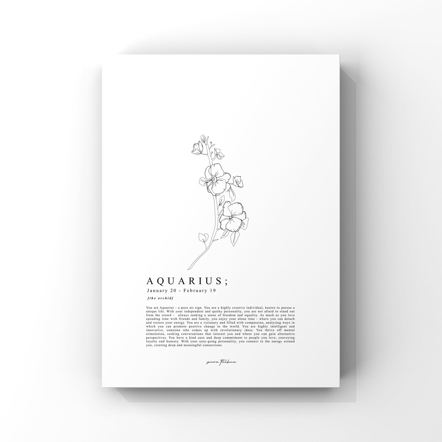 aquarius zodiac print with zodiac flower