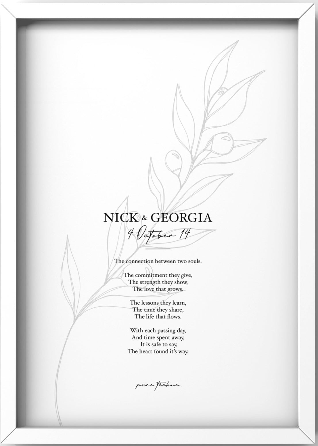 personalised print, custom name and custom date. exclusive designs and poem about love and connection