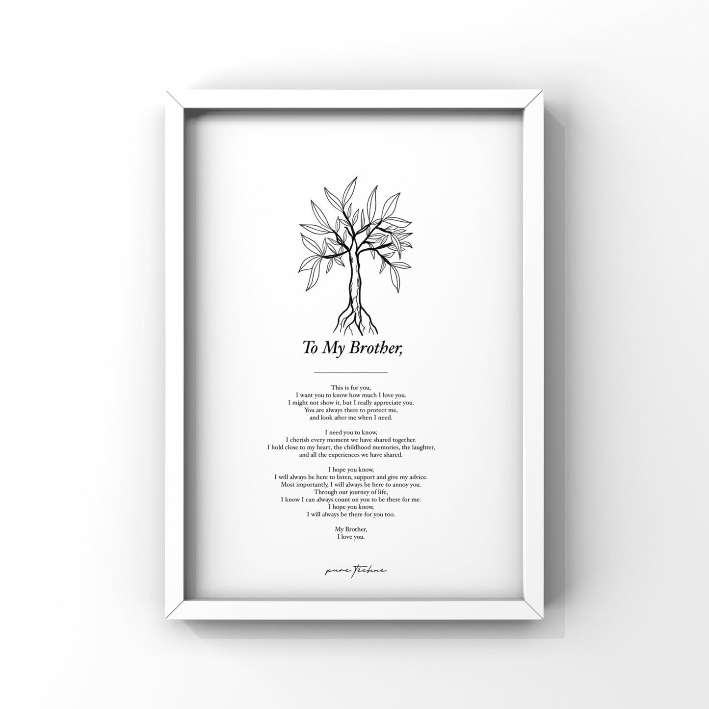 personalised artwork for brother, meaningful words