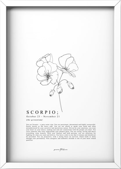 Scorpio - 'Blooms' Zodiac Print