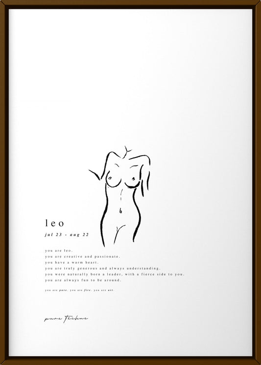 Leo - 'Naked' Zodiac Print