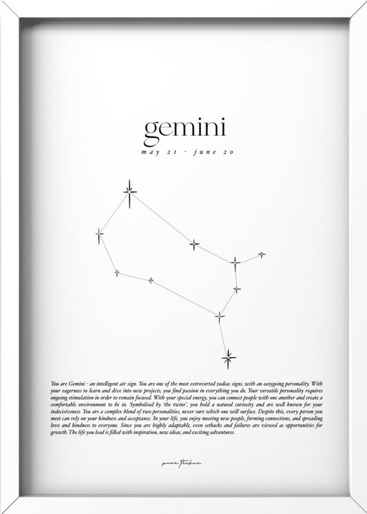 gemini zodiac print with star constellation