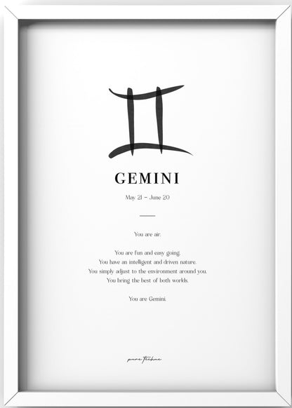 gemini zodiac print with zodiac symbol