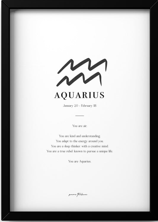 aquarius zodiac print with zodiac symbol