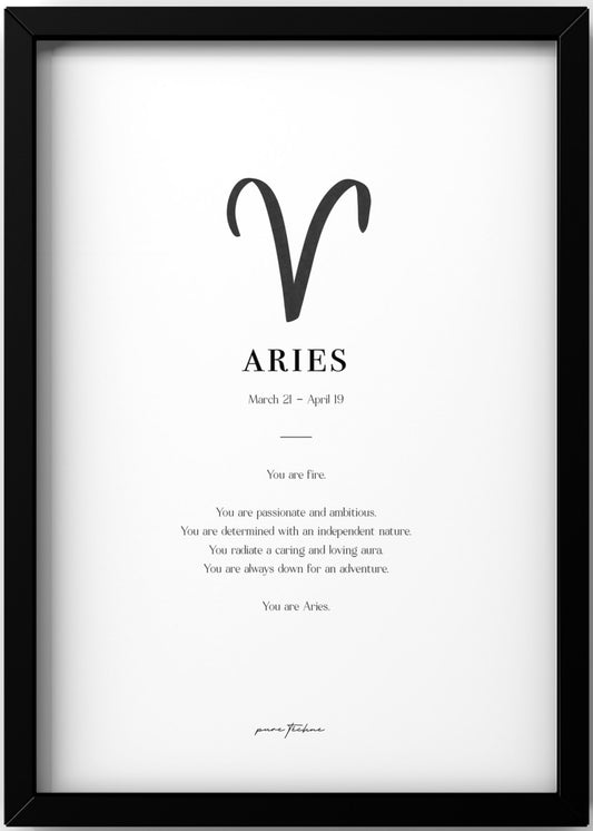 aries zodiac print with zodiac symbol