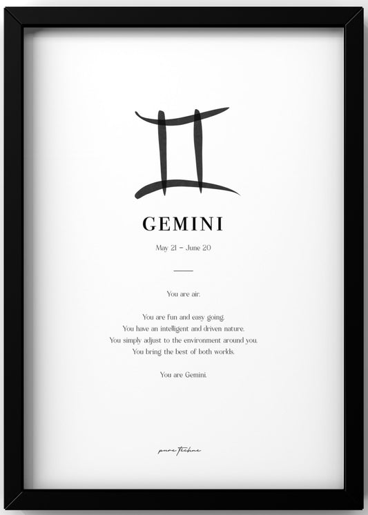 gemini zodiac print with zodiac symbol