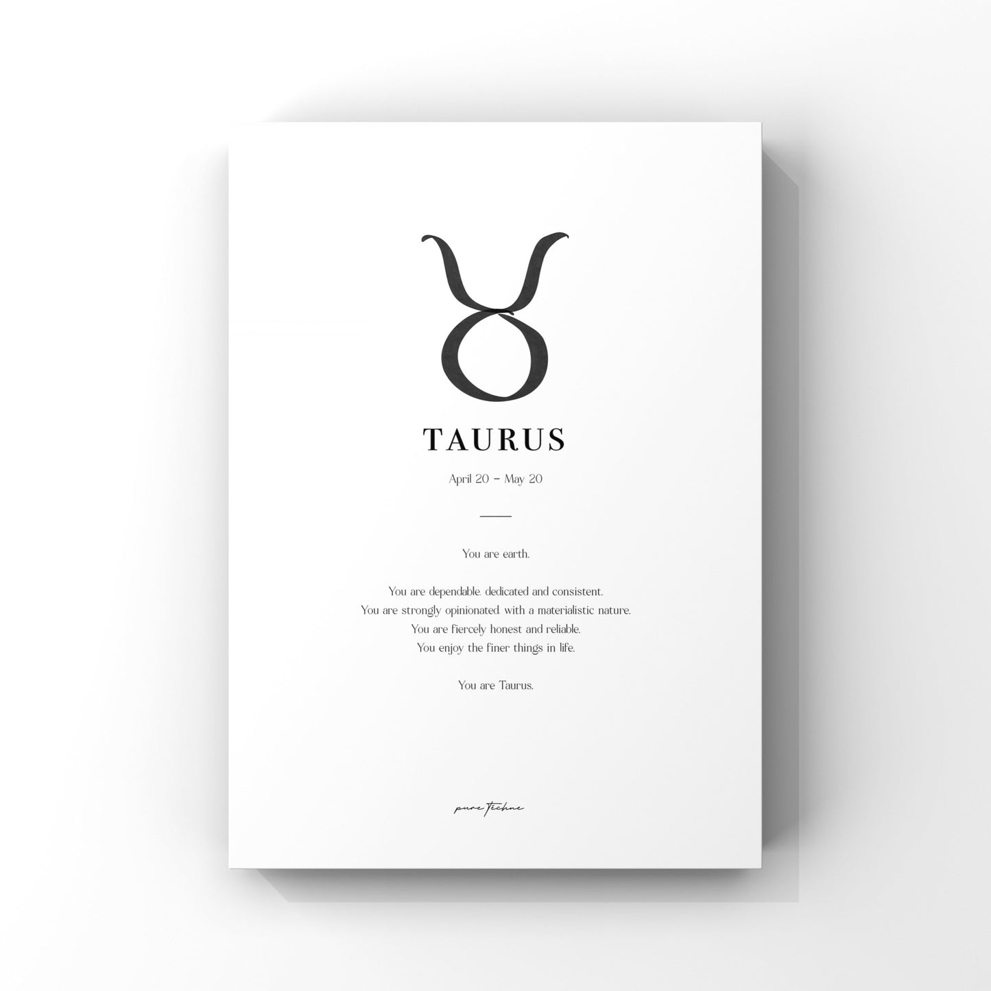 Taurus - 'Symbol' Zodiac Print