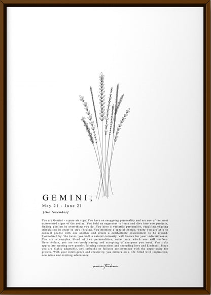 gemini zodiac print with zodiac flower