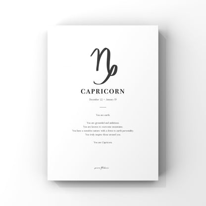 capricorn zodiac print with zodiac symbol