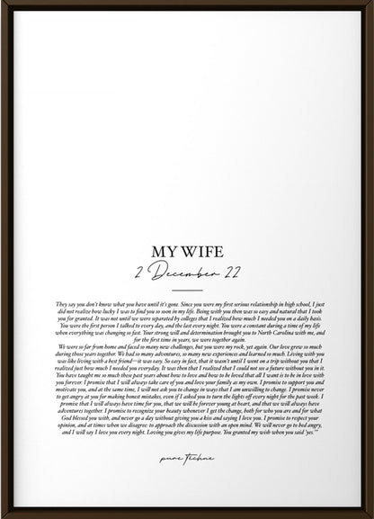 Our Vows - ‘For My Wife’