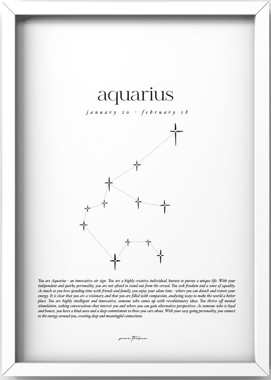 aquarius zodiac print with star constellation