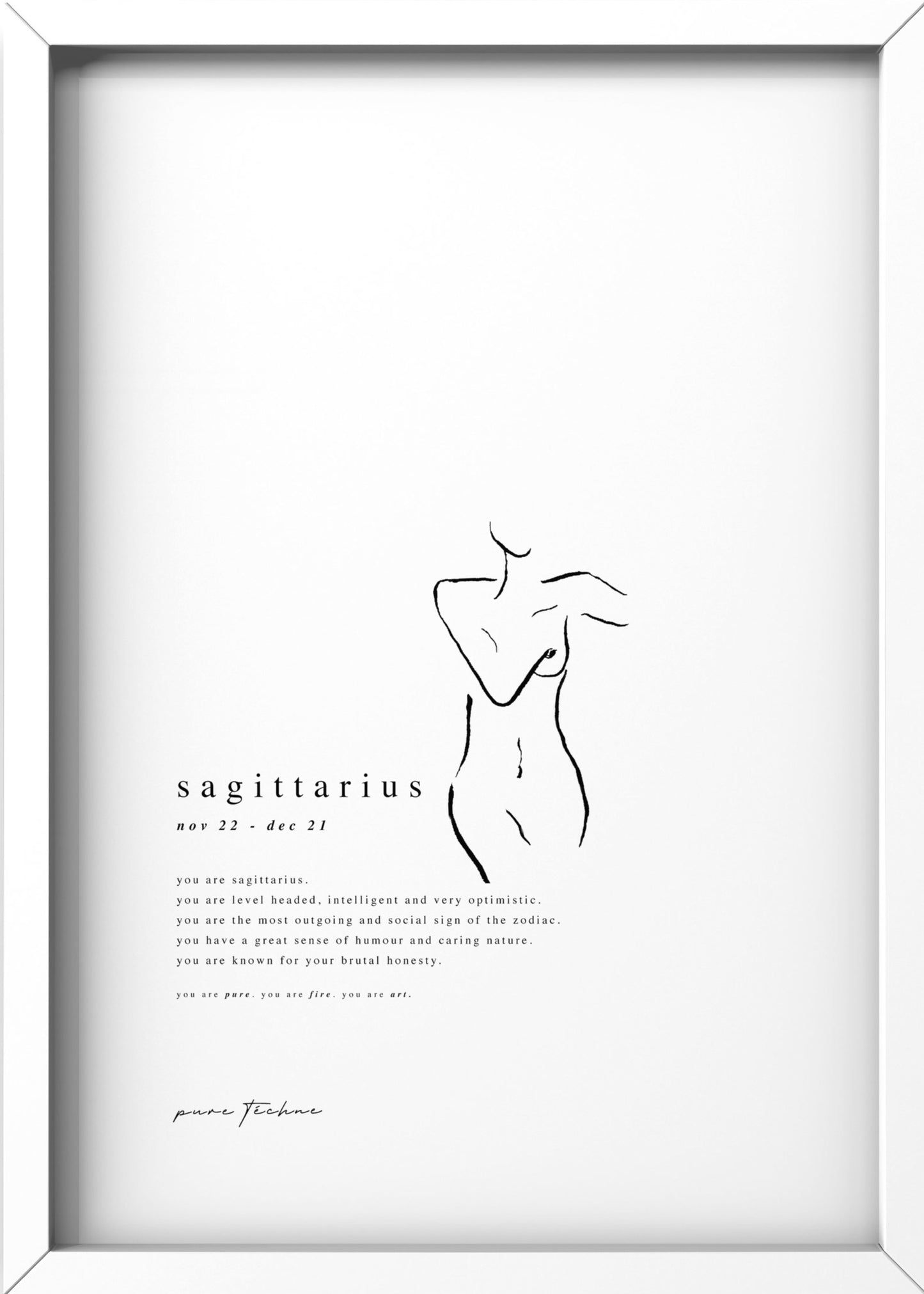 Sagittarius - 'Naked' Zodiac Print