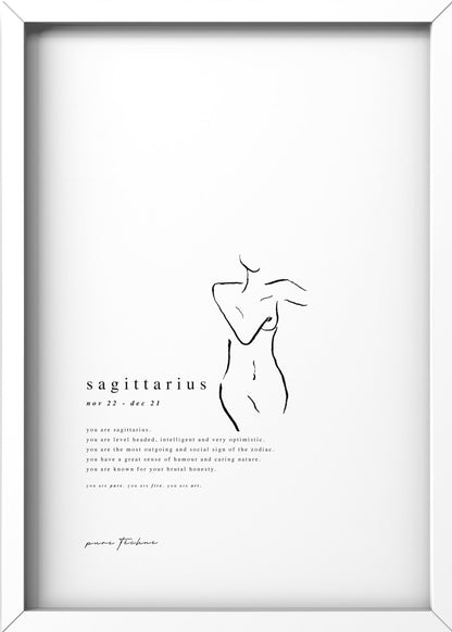 Sagittarius - 'Naked' Zodiac Print