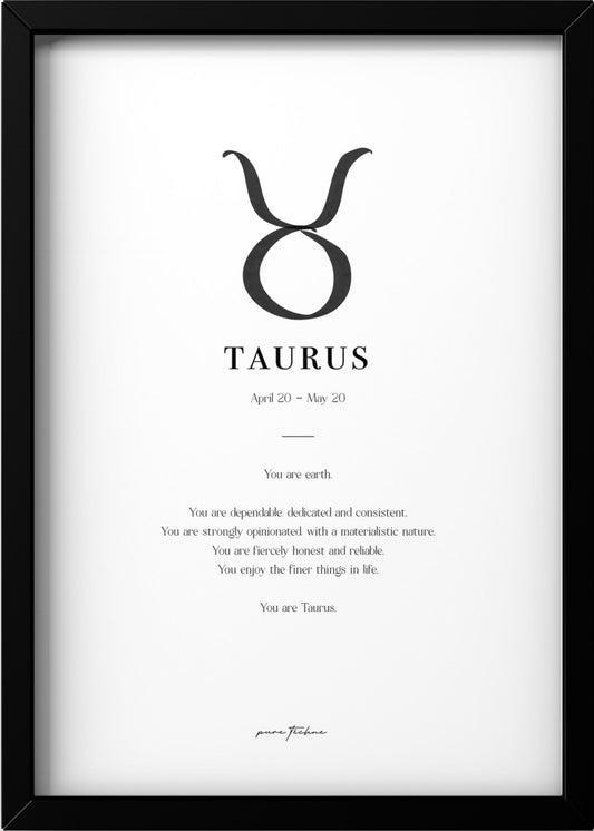 Taurus - 'Symbol' Zodiac Print