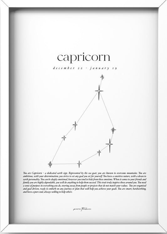 capricorn zodiac print with star constellation
