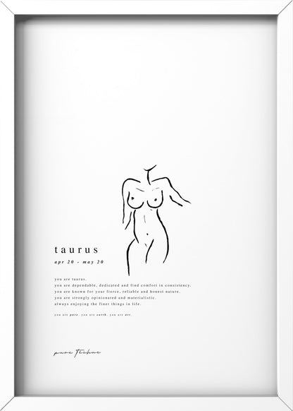 Taurus - 'Naked' Zodiac Print