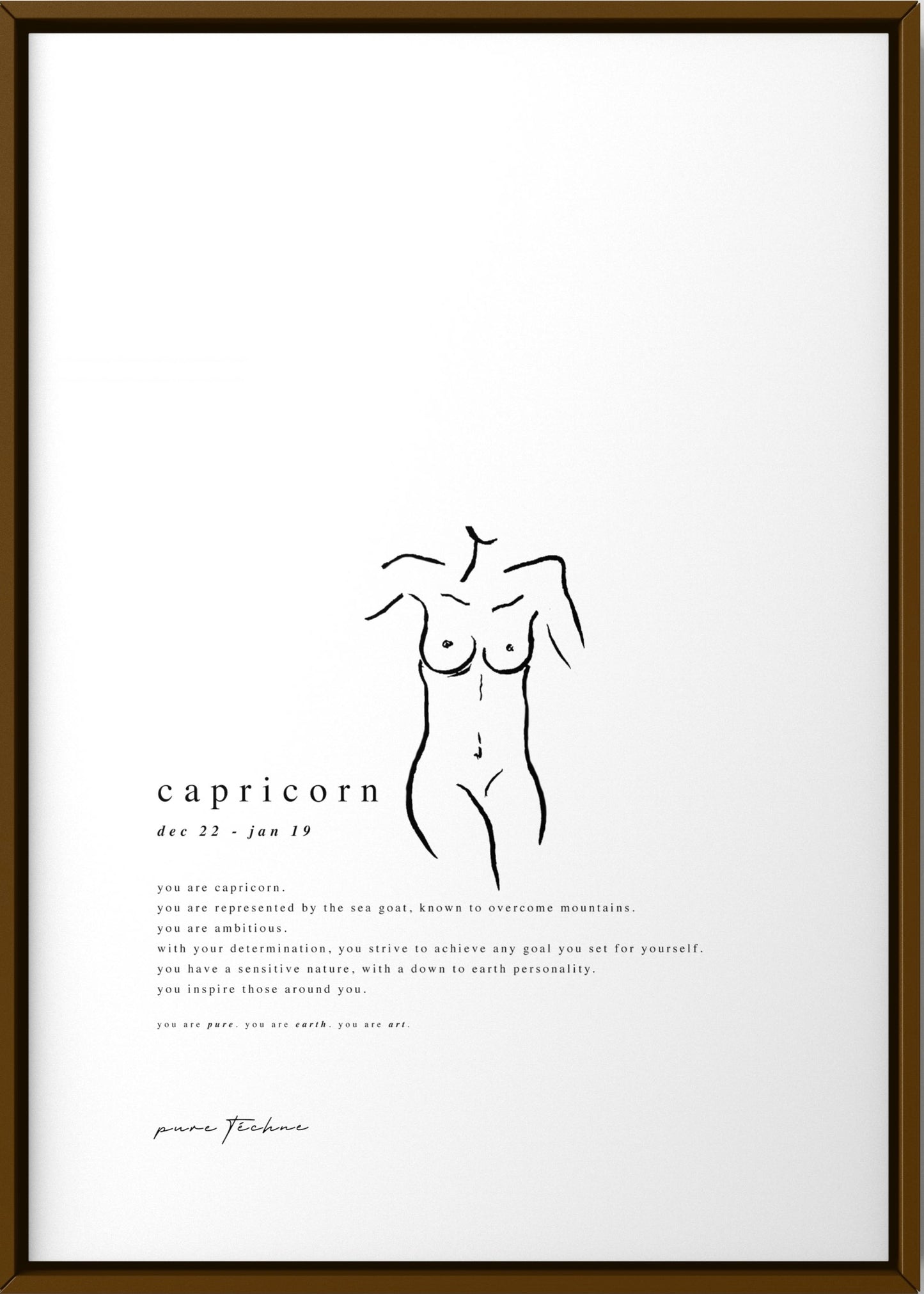 capricorn zodiac print with naked body