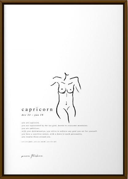 capricorn zodiac print with naked body