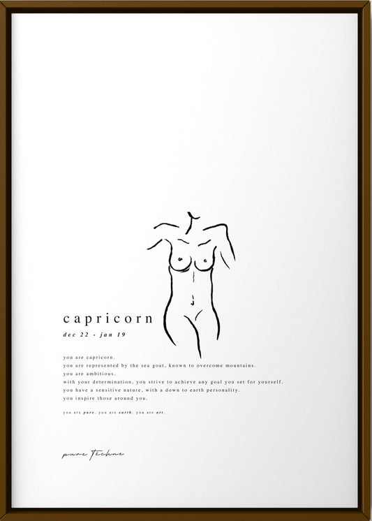 capricorn zodiac print with naked body