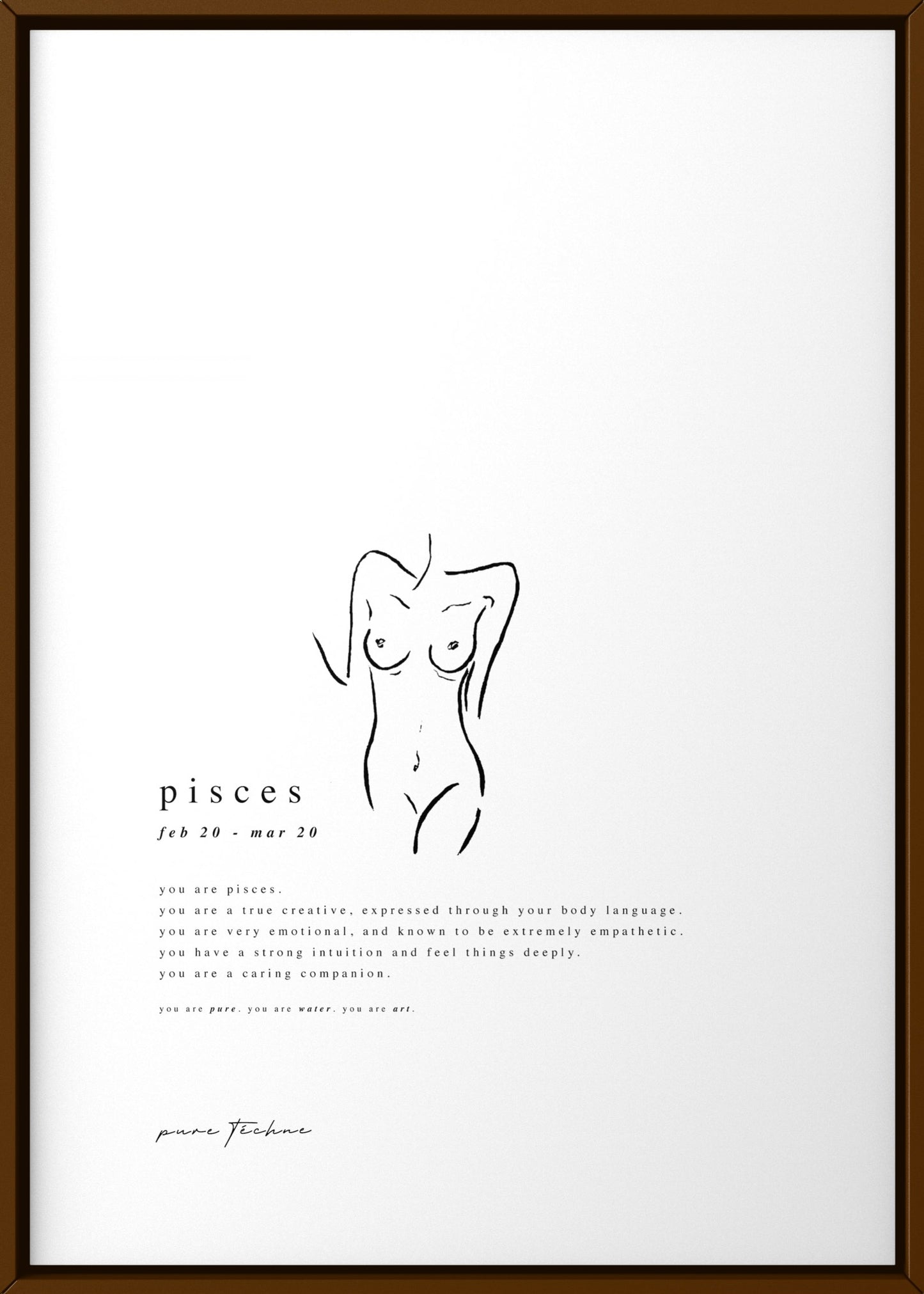 Pisces - 'Naked' Zodiac Print